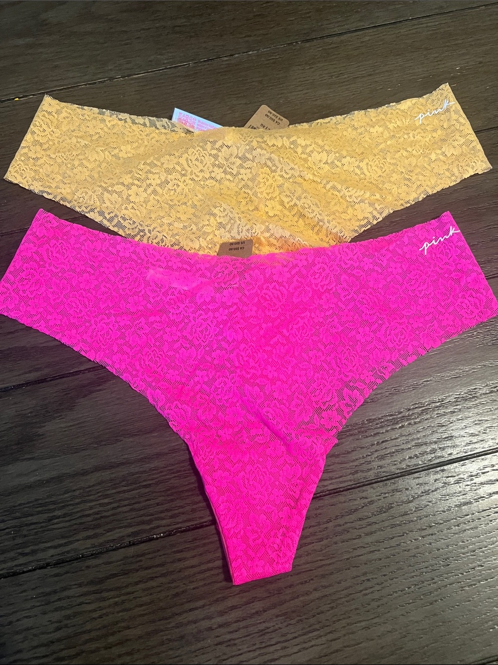 Victoria's Secret PINK Lace Hipster Panties in Fuchsia and Yellow